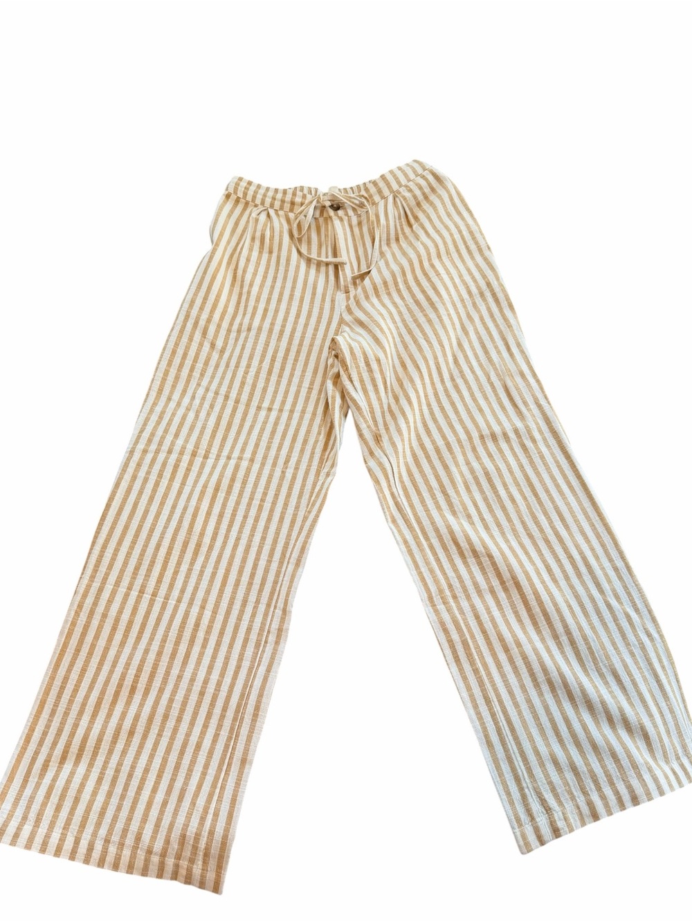 Roxy Cream and White Striped Wide-Leg Pants